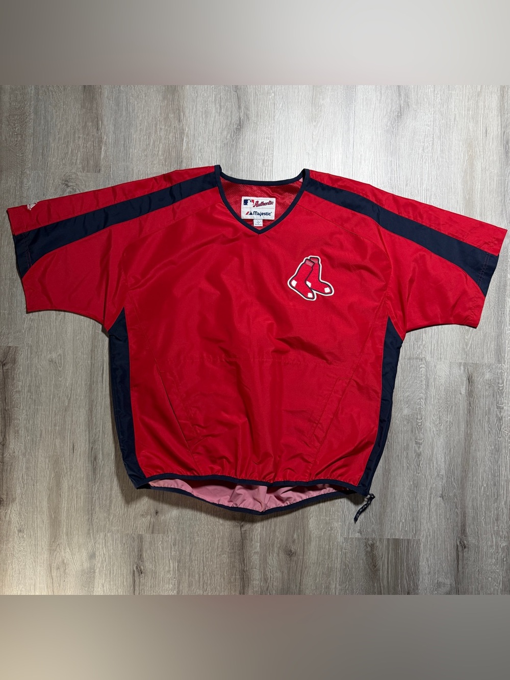 Majestic Boston Red Sox Mens Red Pullover Windbreaker Warm up short sleeve